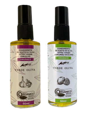 Kit Verde Oliva Spray c/ duas garrafas de 60ml Alho e Limão Siciliano - Azeite Extra Virgem